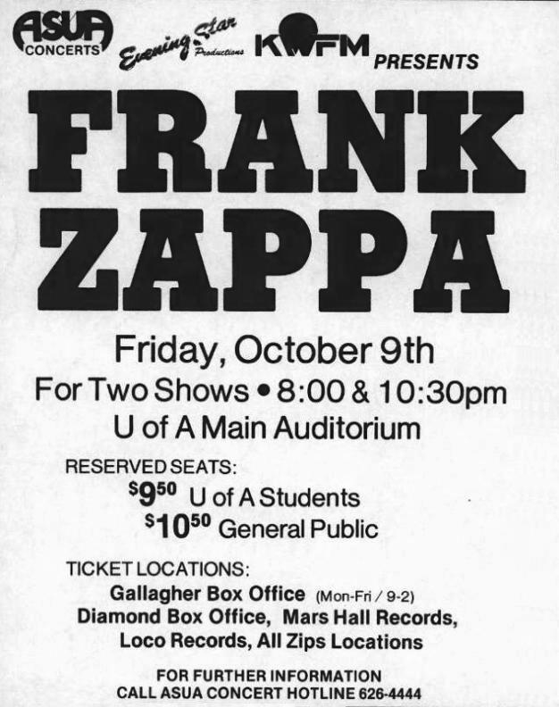 09/10/1981Main Auditorium @ University of Arizona, Tucson, AZ [2]